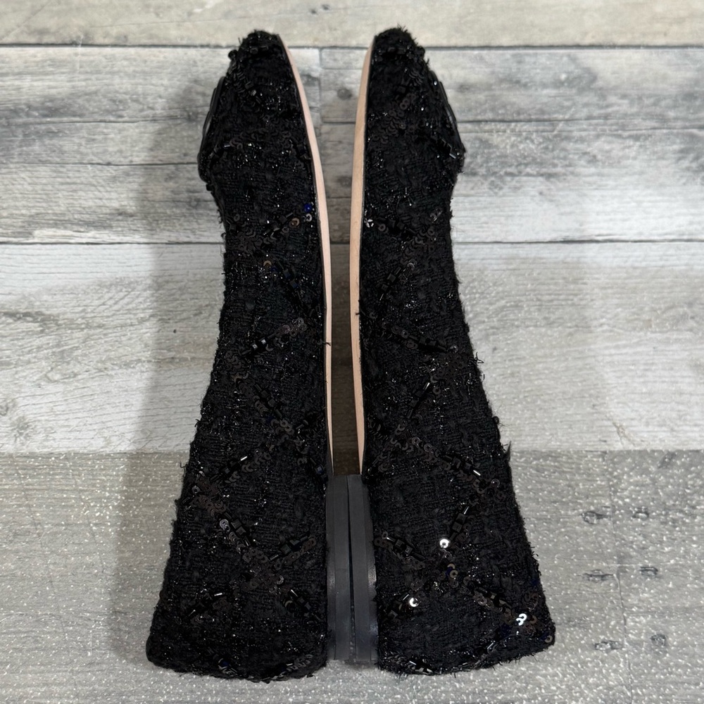TORY BURCH CHELSEA TWEED BALLET FLAT IN PERFECT BLACK - SZ - 7.US - Picture 5 of 8